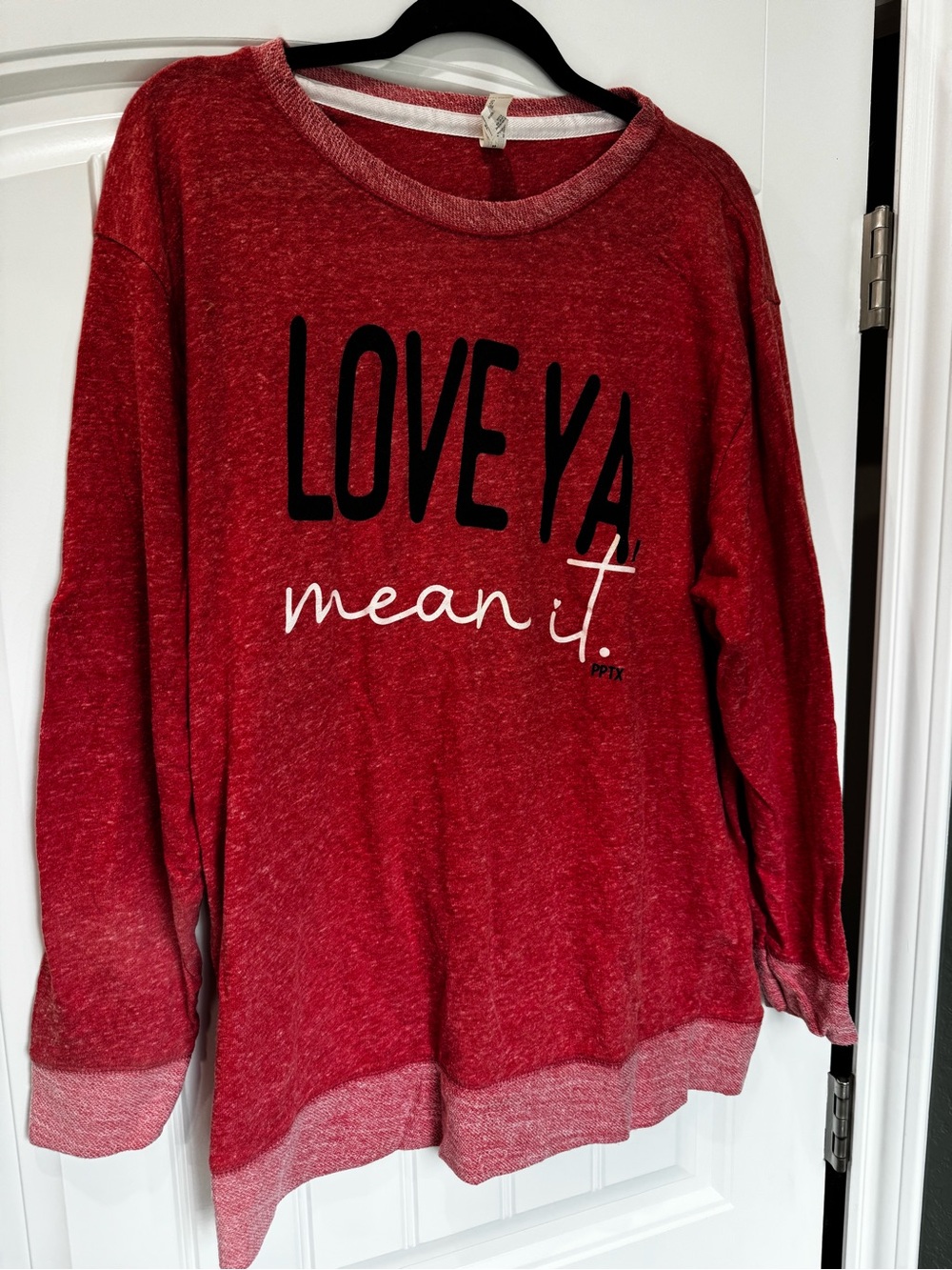 Love Ya Mean It Graphic Sweatshirt XL Red Heather Pullover Cozy Casual